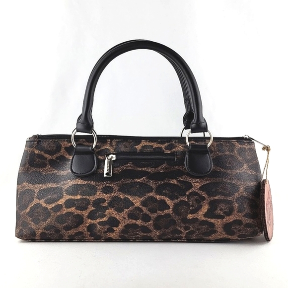 NWT Primeware Black Faux Leather Leopard Print Insulated Wine Bottle Lunch Bag - Picture 11 of 11